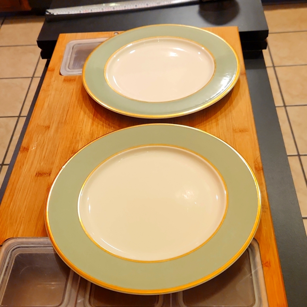 2 Taylor Smith Taylor Dinner Plates 10" Heritage Green